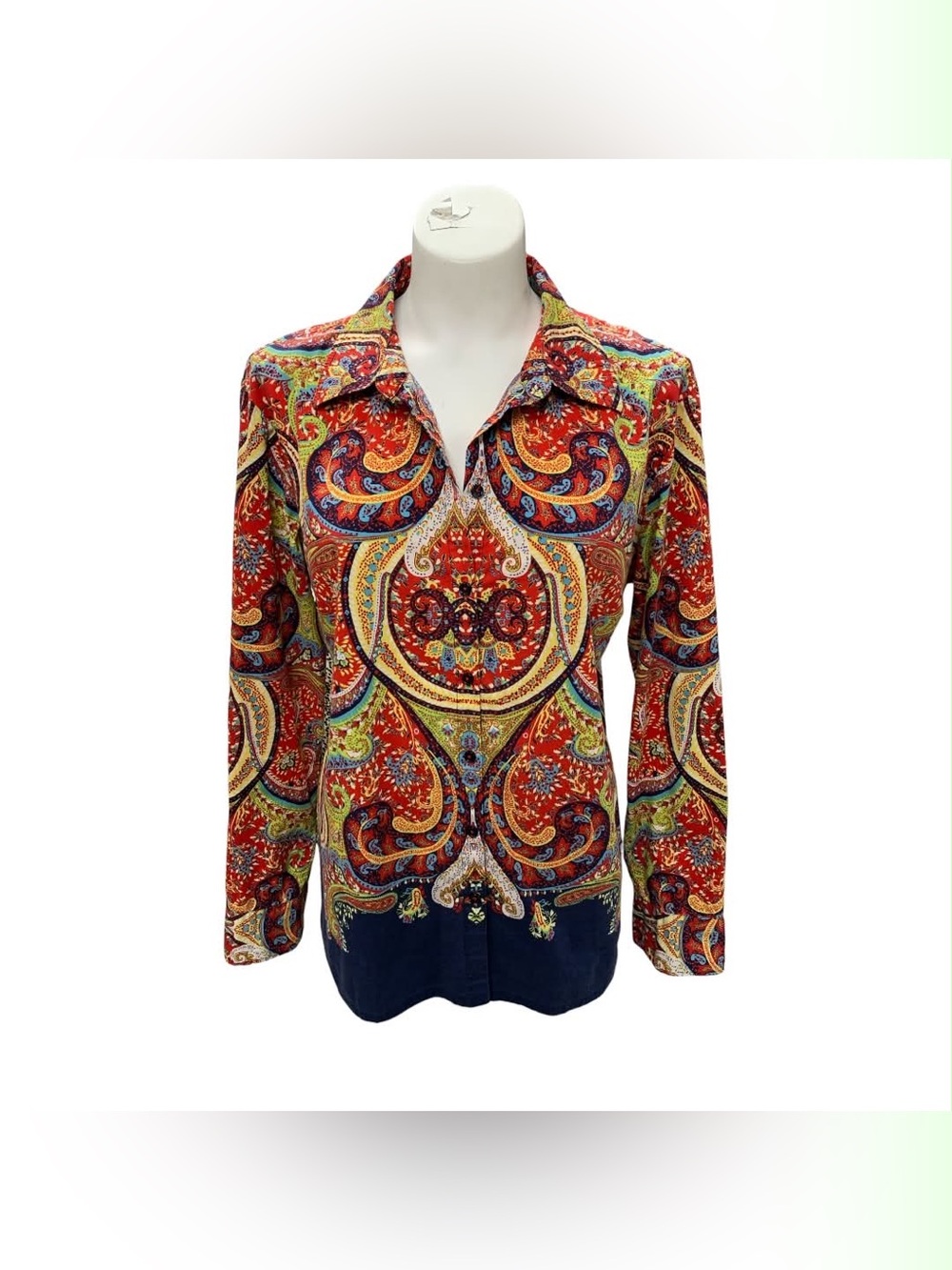Peck & Peck Multicolor Paisley Button-Up Top Size L